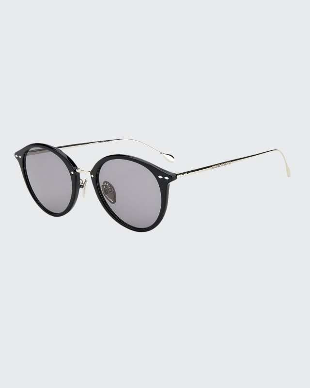 Round Acetate/Metal Sunglasses